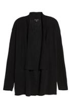 Women's Eileen Fisher Ribbed Merino Wool Long Cardigan, Size - Black