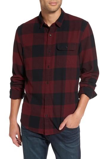Men's 1901 Brushed Flannel Sport Shirt, Size - Burgundy