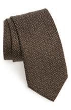 Men's David Donahue Solid Silk & Cotton Tie, Size - Brown