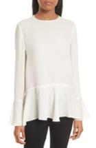 Women's Theory Lexanda Bell Sleeve Peplum Blouse, Size - White