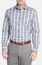 Men's David Donahue Regular Fit Plaid Sport Shirt, Size - Grey
