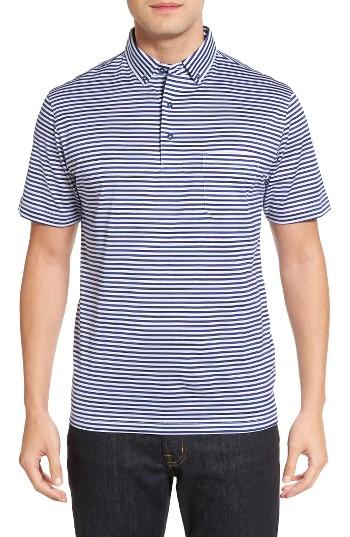 Men's Bugatchi Stripe Jersey Polo - White