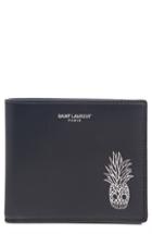 Men's Saint Laurent Pineapple Skull Leather Wallet - Black