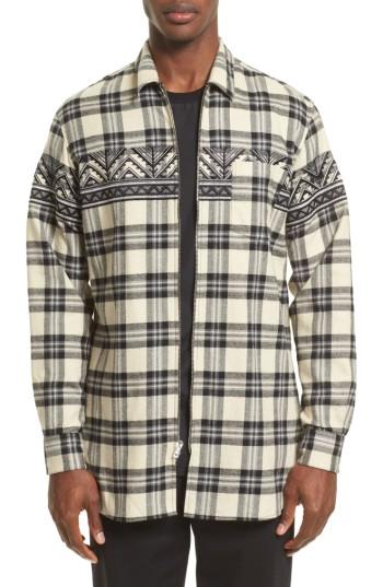 Men's 3.1 Phillip Lim Vip Elongated Zip Flannel Shirt - White