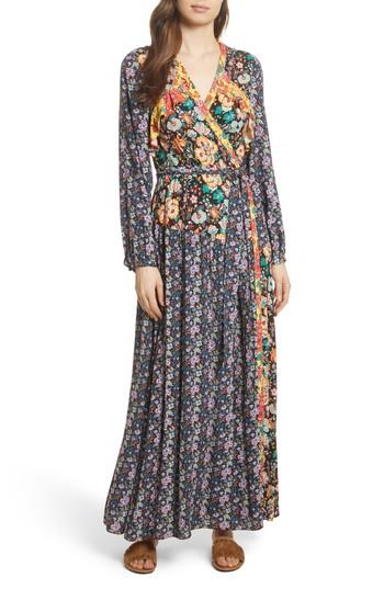 Women's Frame Mixed Floral Wrap Dress - Black