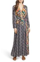 Women's Frame Mixed Floral Wrap Dress - Black