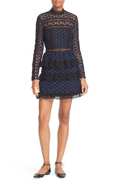 Women's Self-portrait Star Lace Tiered Minidress