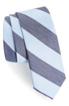 Men's The Tie Bar Levi Stripe Silk & Linen Skinny Tie, Size - Blue