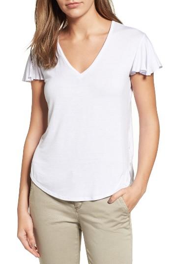Women's Halogen Flutter Sleeve V-neck Tee - White