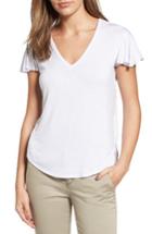Women's Halogen Flutter Sleeve V-neck Tee - White