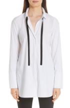Women's Lafayette 148 New York Annaleise Contrast Tie Stanford Stripe Blouse