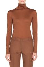 Women's Akris Cashmere & Silk Mock Neck Sweater - Brown