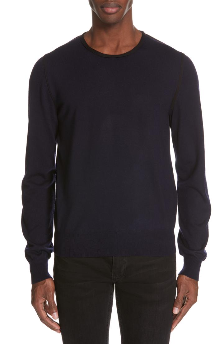 Men's Maison Margiela Shrunken Wool Sweater - Blue
