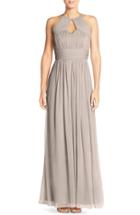 Women's Dessy Collection Ruched Chiffon Keyhole Halter Gown - Beige