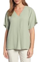 Women's Eileen Fisher Silk V-neck Top - Green