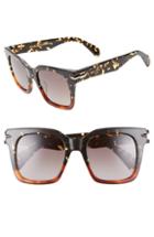 Women's Rag & Bone 51mm Polarized Gradient Square Sunglasses - Black/ Havana Honey