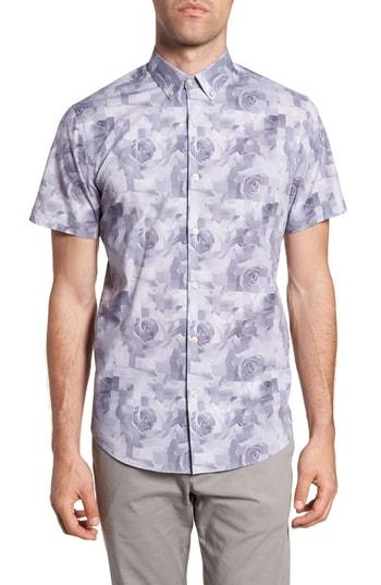 Men's Calibrate Trim Fit Rose Print Sport Shirt - Pink