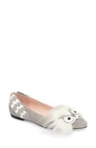 Women's Kate Spade New York Nora Faux Fur Trim Flat .5 M - Grey