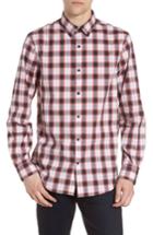 Men's Calibrate Slim Fit Non-iron Mini Plaid Sport Shirt - White