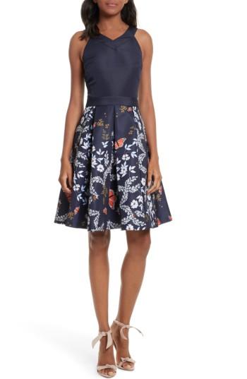 Women's Ted Baker London Bethah Kyoto Fit & Flare Dress - Blue