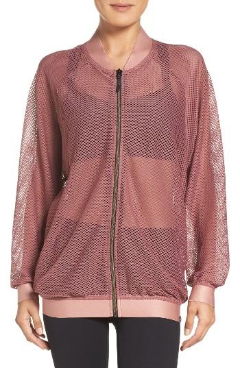 Women's Koral Oversize Mesh Bomber Jacket - Pink
