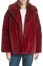 Women's Dvf Faux Fur Jacket - Red