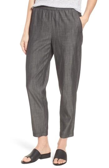 Women's Eileen Fisher Tapered Tencel Blend Ankle Pants, Size - Black