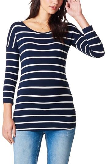 Women's Noppies Lila Stripe Maternity Tee, Size - Blue