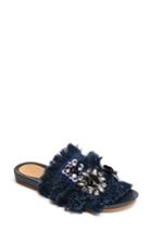 Women's Bill Blass Megan Embellished Slide M - Blue