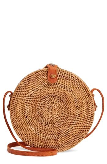 Street Level Woven Rattan Circle Basket Crossbody -