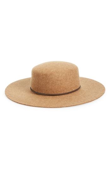 Women's Frye Santa Fe Belted Wool Felt Boater Hat - Brown