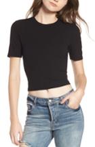 Women's Afrm Lace Back Ribbed Crop Top - Black