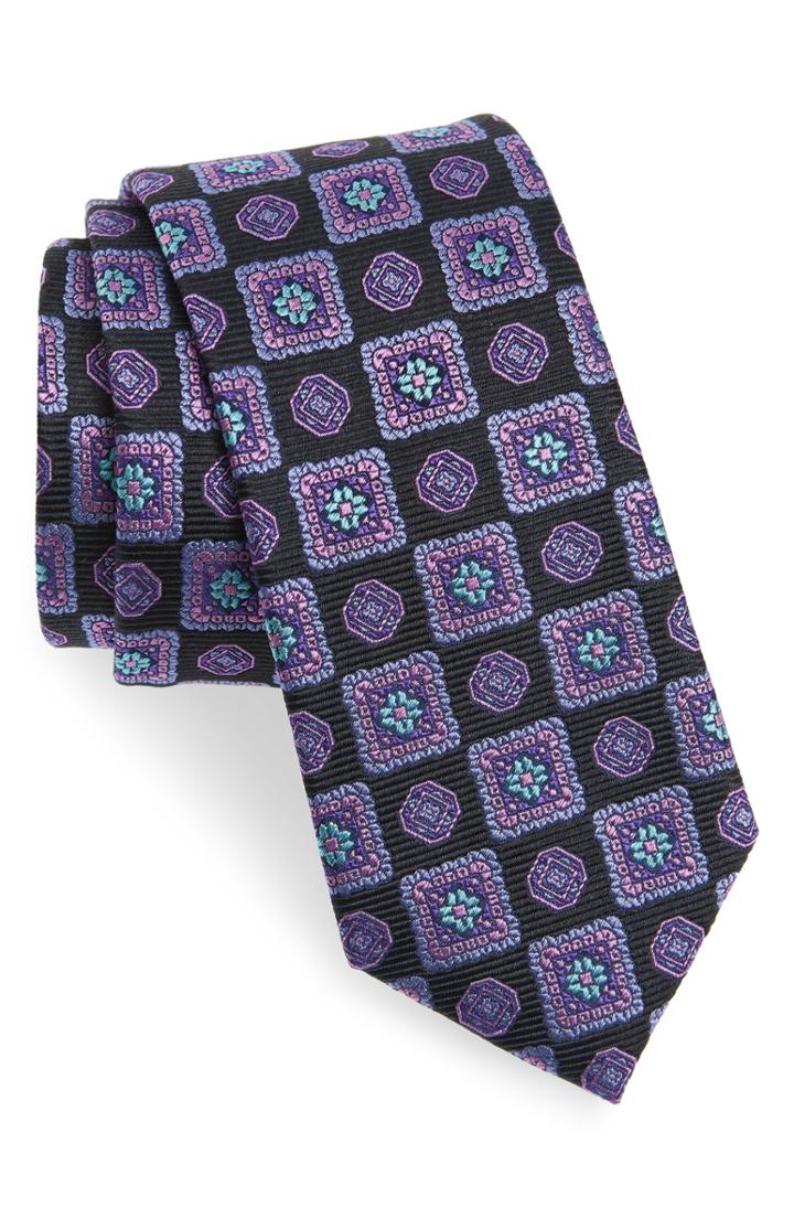 Men's Nordstrom Men's Shop Merry Medallion Silk Tie, Size - Pink