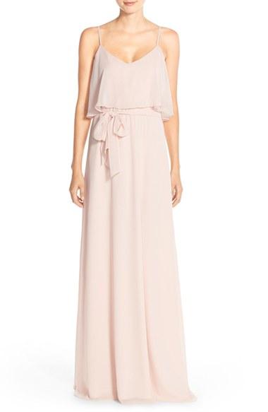 Women's Ceremony By Joanna August 'dani' Popover Bodice Chiffon Maxi Dress - Pink