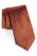Men's Nordstrom Men's Shop Mauro Neat Silk Tie, Size - Orange