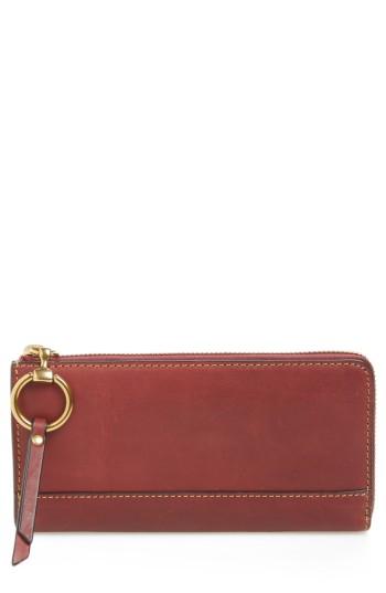 Women's Frye Large Ilana Harness Leather Zip Wallet - Burgundy