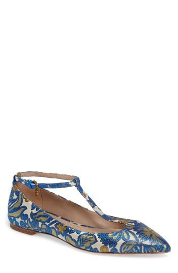 Women's Tory Burch Ashton T-strap Flat M - Blue
