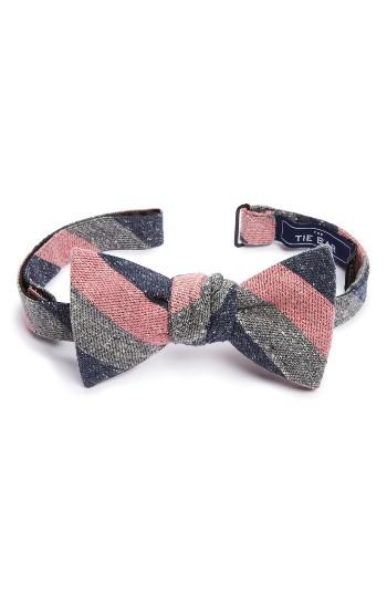 Men's The Tie Bar Varios Stripe Silk Bow Tie, Size - Pink
