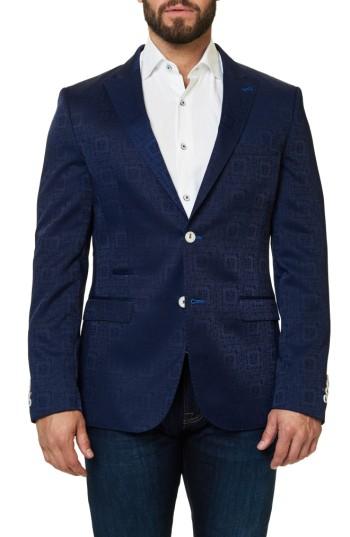 Men's Maceoo Elegance Jacquard Sport Coat (l) - Blue