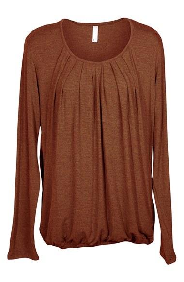 Women's Nurture-elle Pleated Long Sleeve Nursing Top - Brown