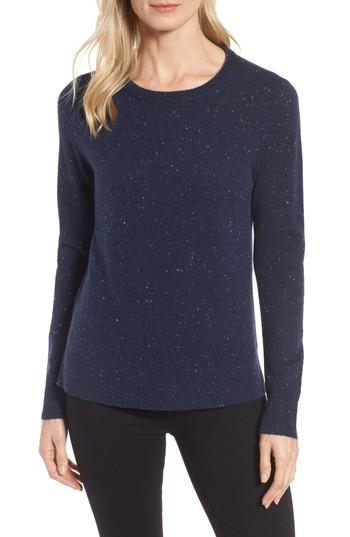 Petite Women's Halogen Crewneck Cashmere Sweater P - Blue