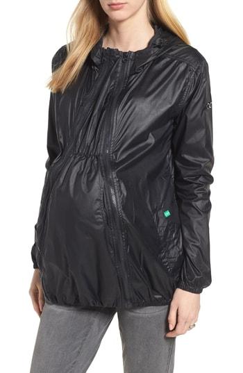Women's Modern Eternity Waterproof Convertible 3-in-1 Maternity Windbreaker - Black