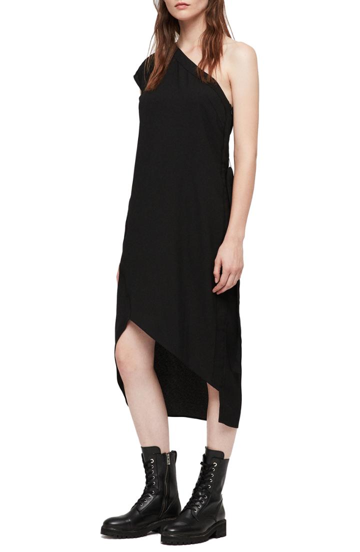 Women's Allsaints Luana One-shoulder Dress - Black