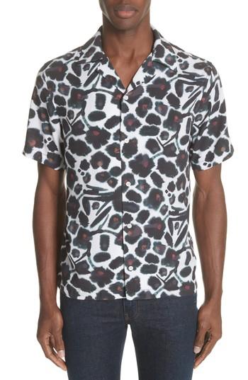 Men's Saturdays Nyc Canty Watercolor Floral Print Camp Shirt - Purple