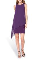 Women's Tahari Chiffon Overlay Shift Dress - Purple