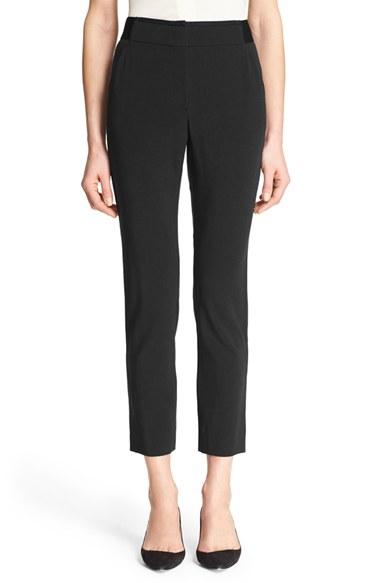 Women's Armani Collezioni Straight Leg Stretch Wool Ankle Pants - Black