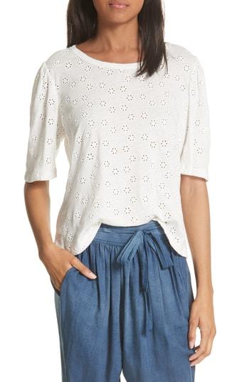 Women's La Vie Rebecca Taylor Linen & Cotton Eyelet Top - White
