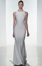 Women's Amsale 'lennon' Embellished Back Crepe De Chine Mermaid Gown
