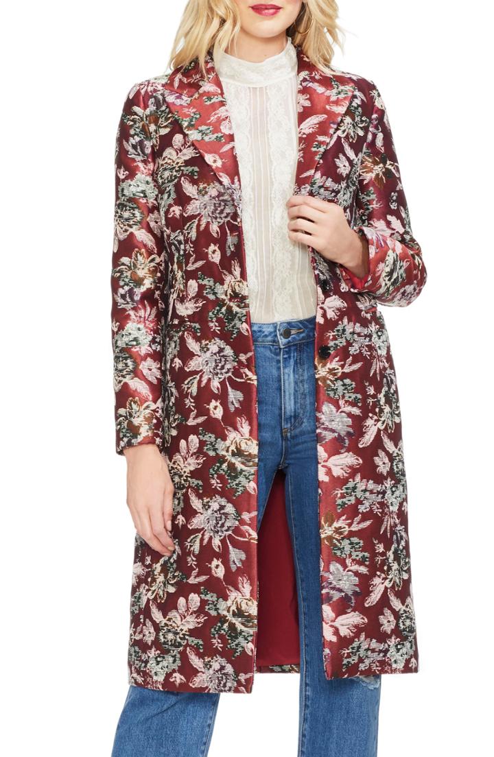 Women's Vince Camuto Floral Tapestry Topper Coat