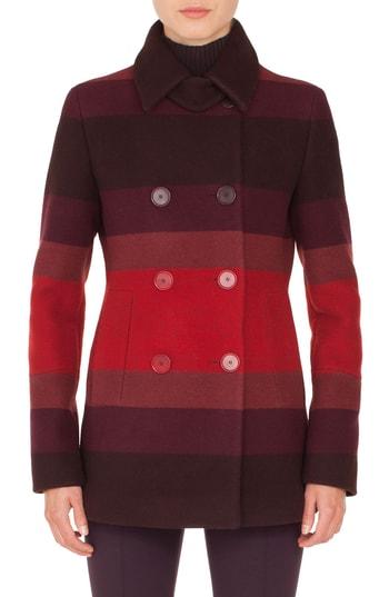 Women's Akris Punto Multicolor Stripe Double Breasted Jacket - Red